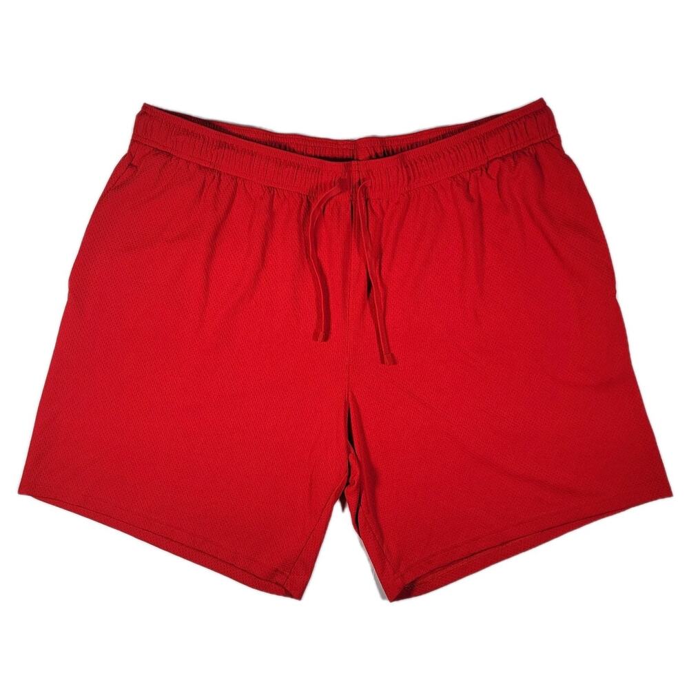 Athletic Works Mens 2XL Red Mesh Athletic Shorts Drawstring Gym Running Training